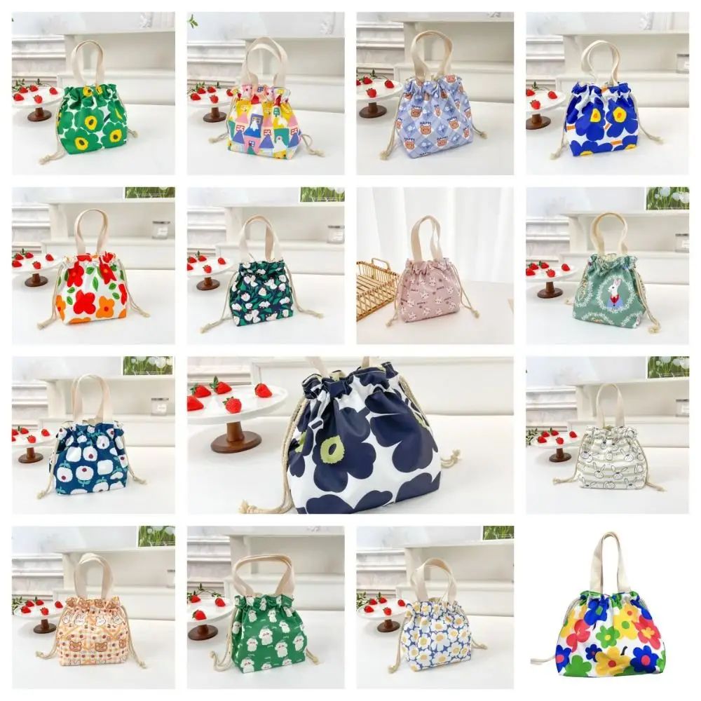 Милая Холщовая Сумка на шнурке с цветочным принтом