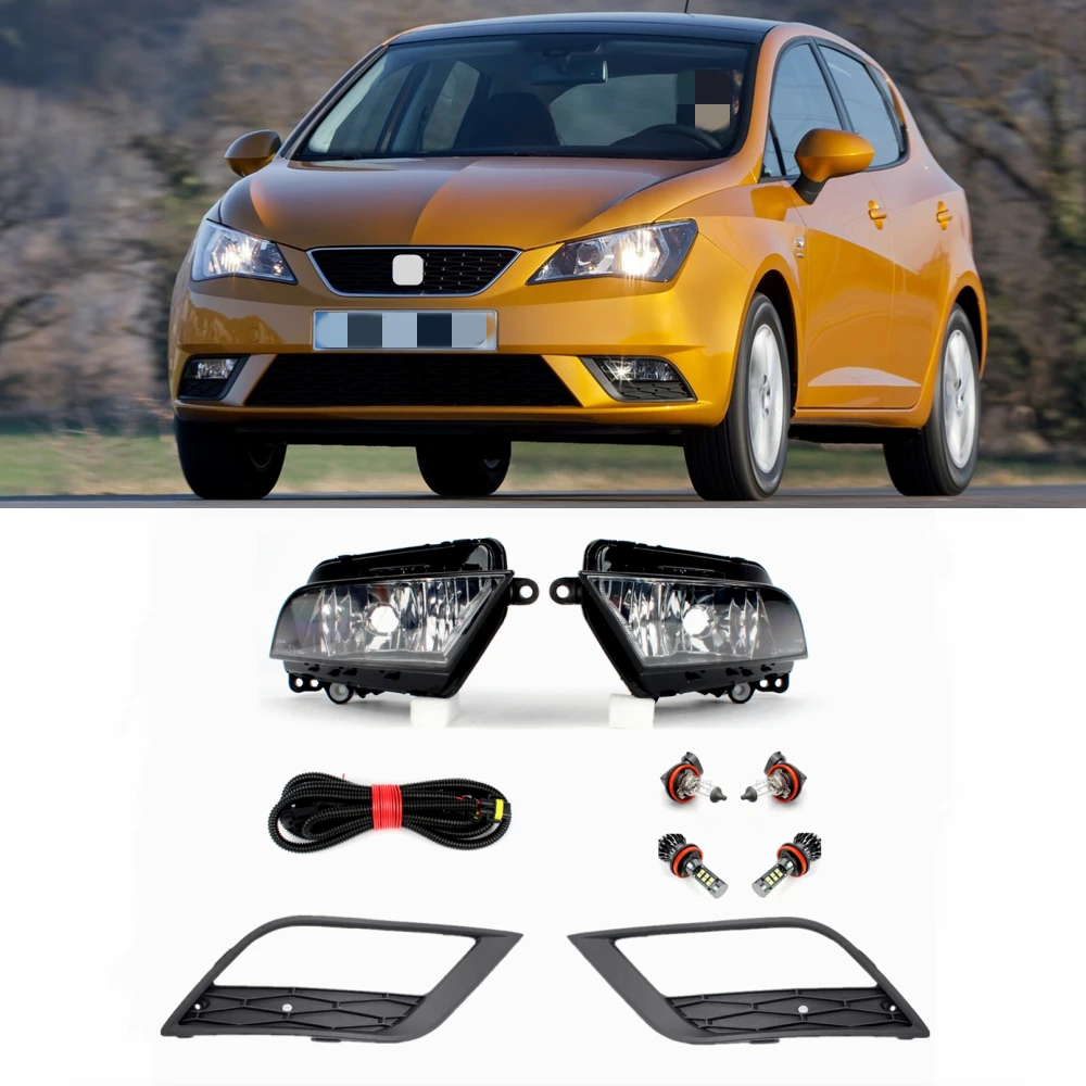 

Car Lights Front Bumper Fog Light Lamp + Grille Cover + Wire Assembly For Seat Leon 2013 2014 2015 2016