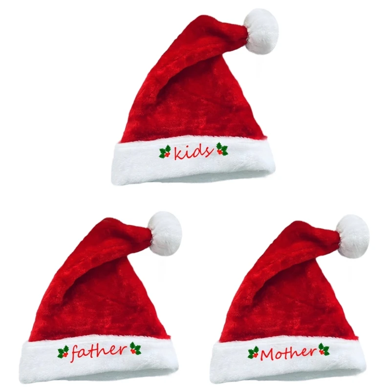 

N58F MerryChristmas Santa Cap Short Plush Red Hat New Year Party Props Hats