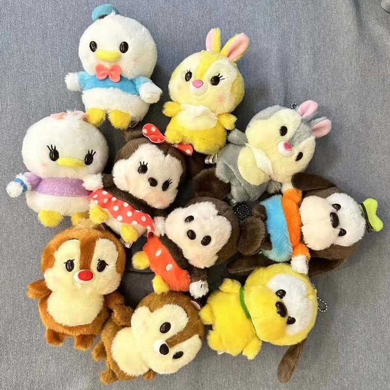 

10cm Disney Kawaii Lilo & Stitch Plush Keychain Toys For Bags Mickey Mouse Winnie The Pooh Eeyore Stuffed Animals Doll For Girls