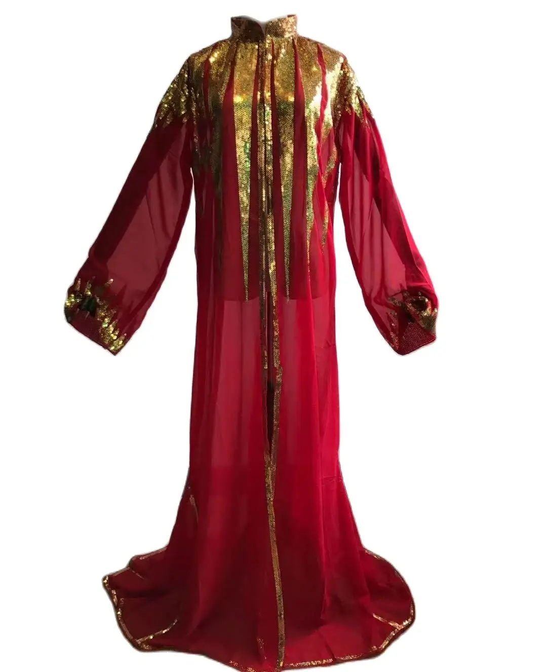 Новая африканская женская одежда Дашики модная абайя стильная шифоновая с рукавами золотые блестки Свободное длинное пальто платье черное...