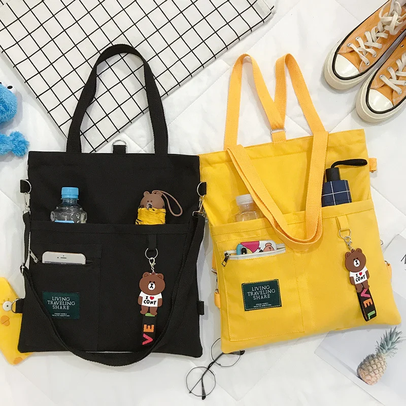 

2022 New Canvas Bag Female Messenger Student Handbag Tuition Bag School Bag