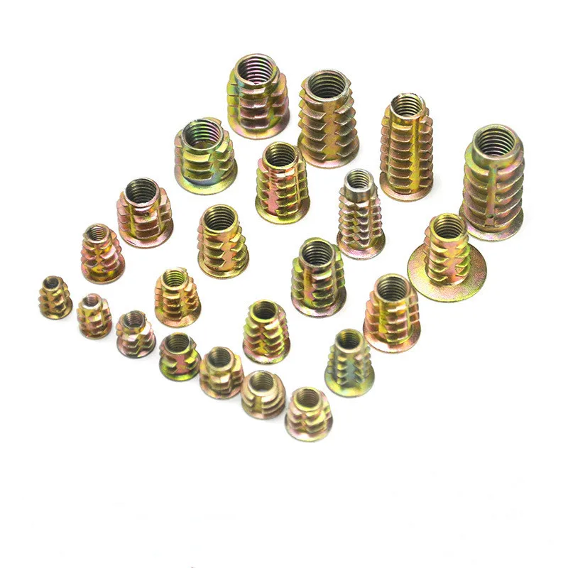 

20Pcs M4 M5 M6 M8 M10 Zinc Alloy Thread For Wood Insert Nut Flanged Hex Drive Head Furniture Nuts