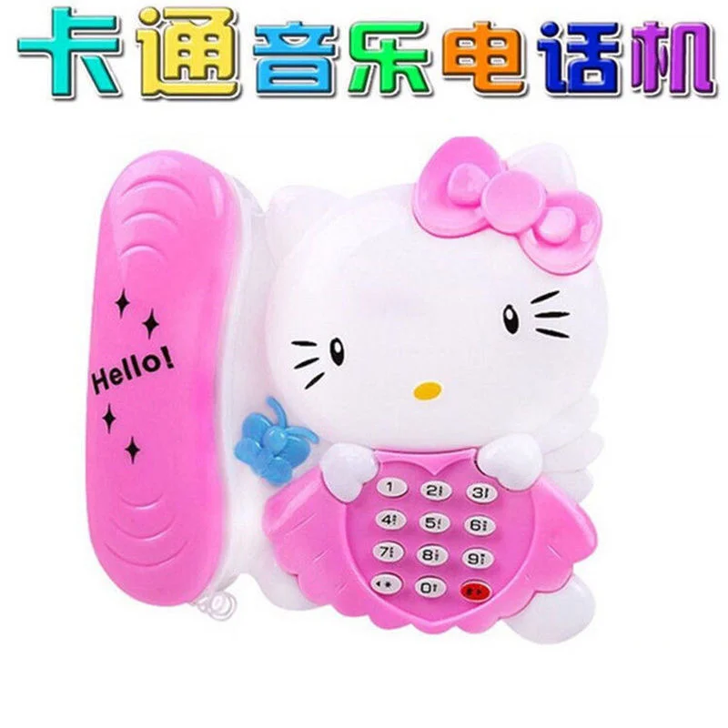 

Hello Kitty Cute Phone Electronic Keyboard Guitar Mobile Phone Children Play House Educational Girl Toy Gift Box