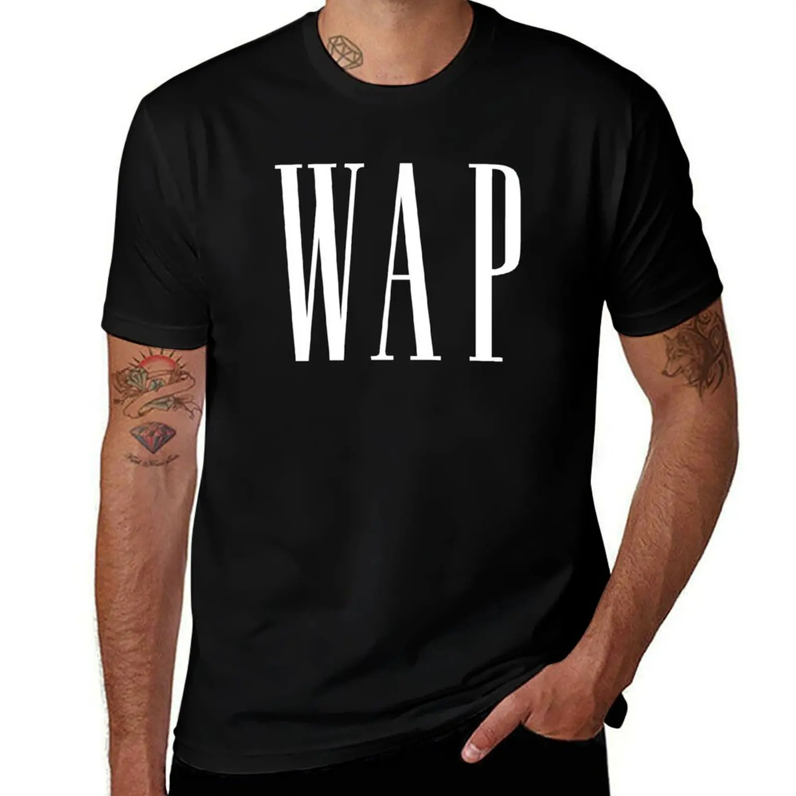 Фото Футболка с пародийным логотипом WAP Clothing, фестивальная футболка с коротким рукавом №1