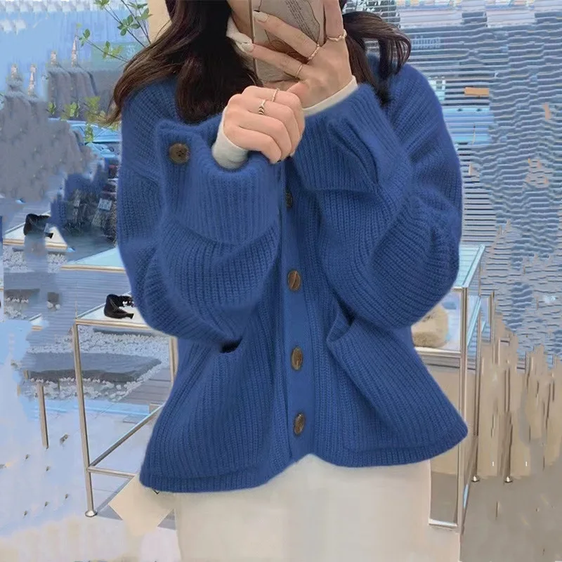 Мягкий клейкий свитер в Корейском стиле женский осенне-зимний Новый однобортный