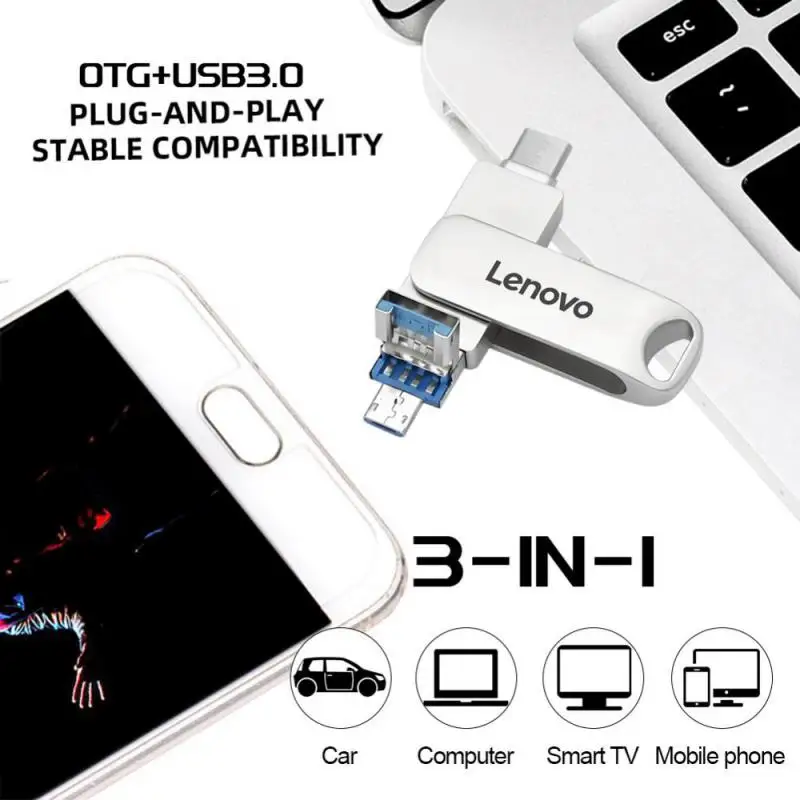 Новый Lenovo 128TB Mini Pen Drive USB флэш-накопители 2 ТБ 1TB TYPE C Высокоскоростной Usb 3 0