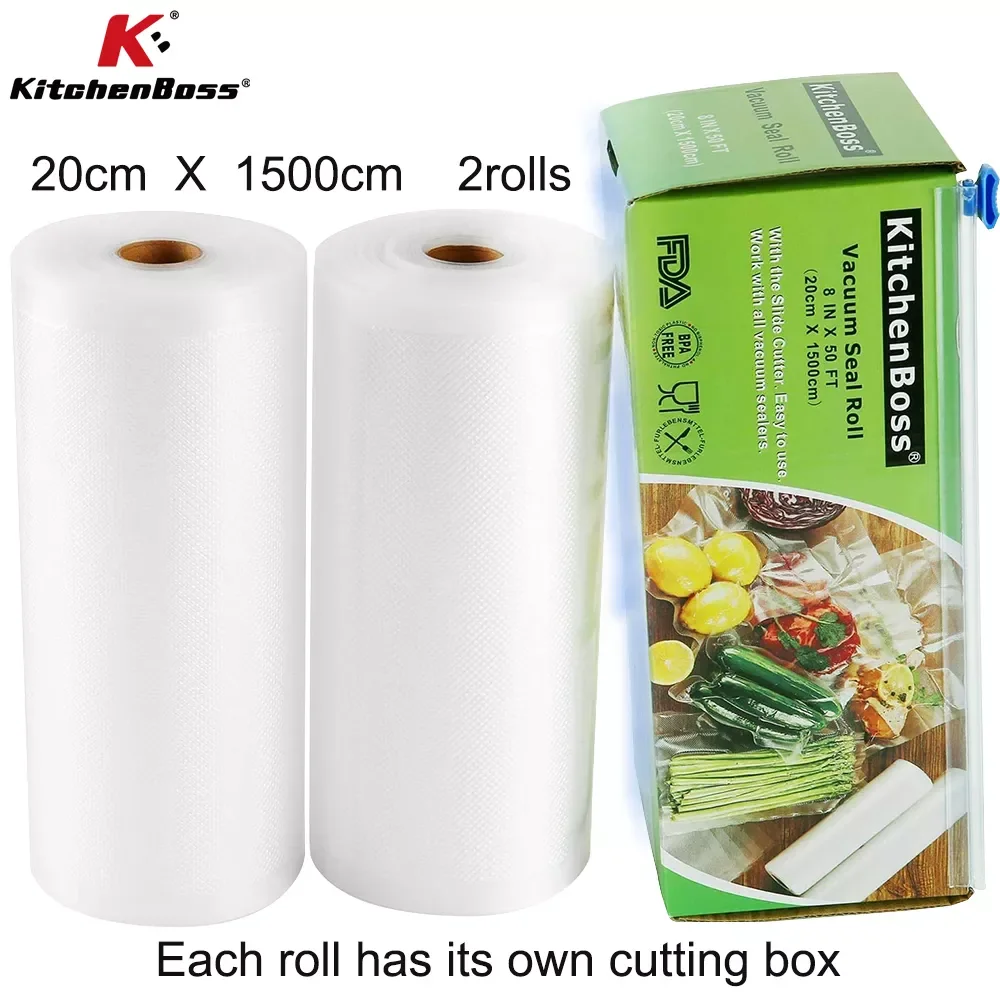 

Пакеты для вакуумной упаковки продуктов, 20x1500 см, 2 рулона