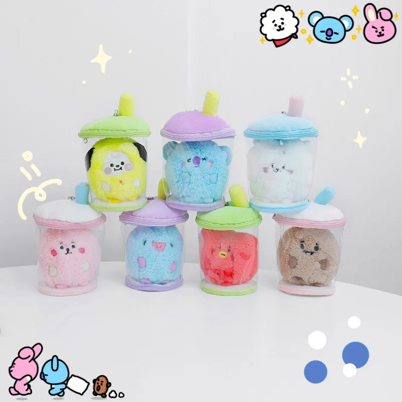 Kawaii BT21 аниме периферийный Rj Tata Chimmy Cooky Shooky Mang Koya ПВХ плюшевая чашка для молока и чая встроенный плюшевый орнамент для куклы