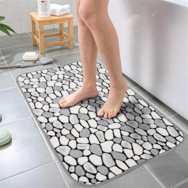 

Bathroom Mat Bathtub Side Carpet Non-slip Absorbent Bathroom Doormat Soft Coral Velvet Offset Printing Home Bathroom Accessories