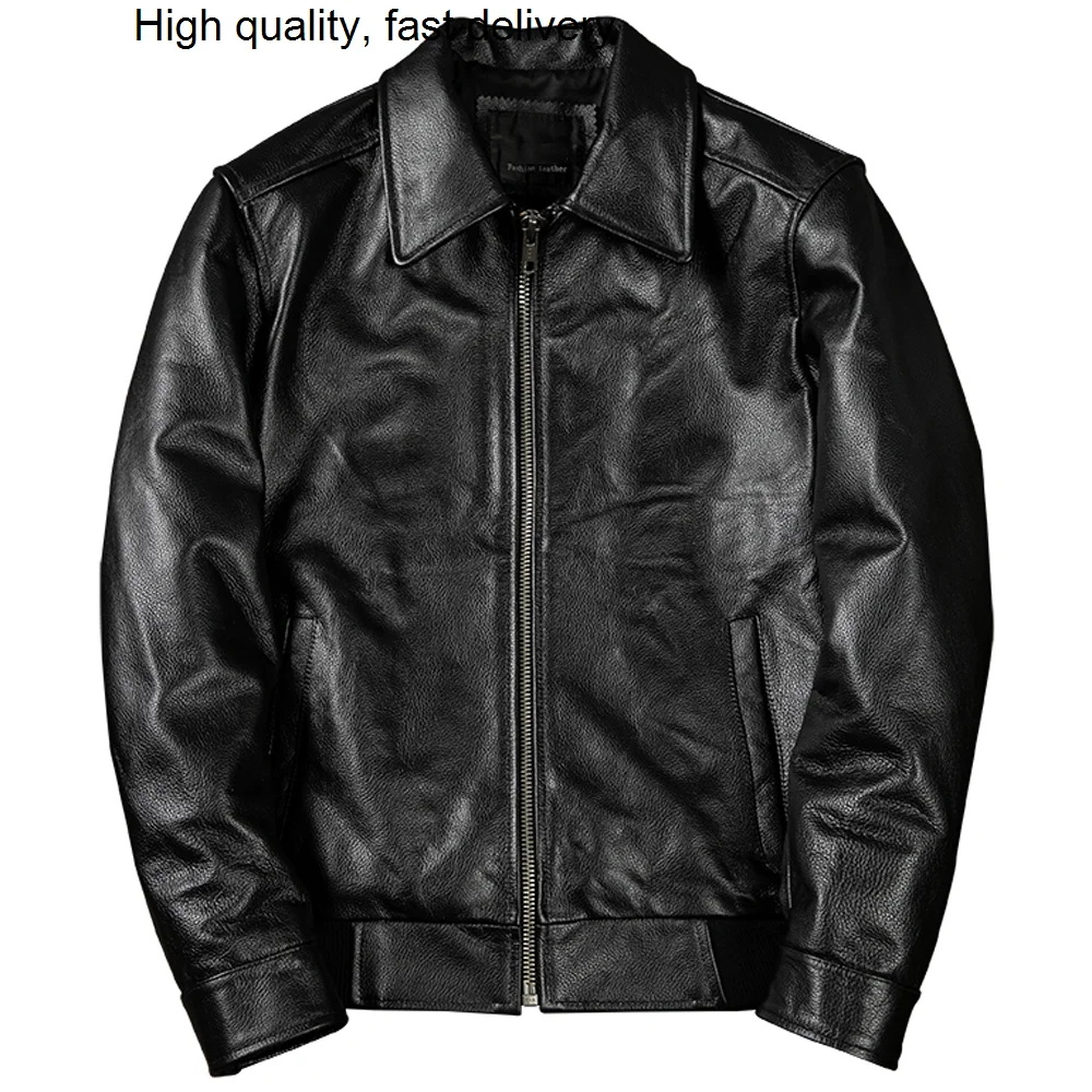 

Cowhide Leather 100% Automotive Mens Coat 5XL Black Jackets Man Overcoat Street Man Coat Outerwear Jacket Plus Size Streetwear