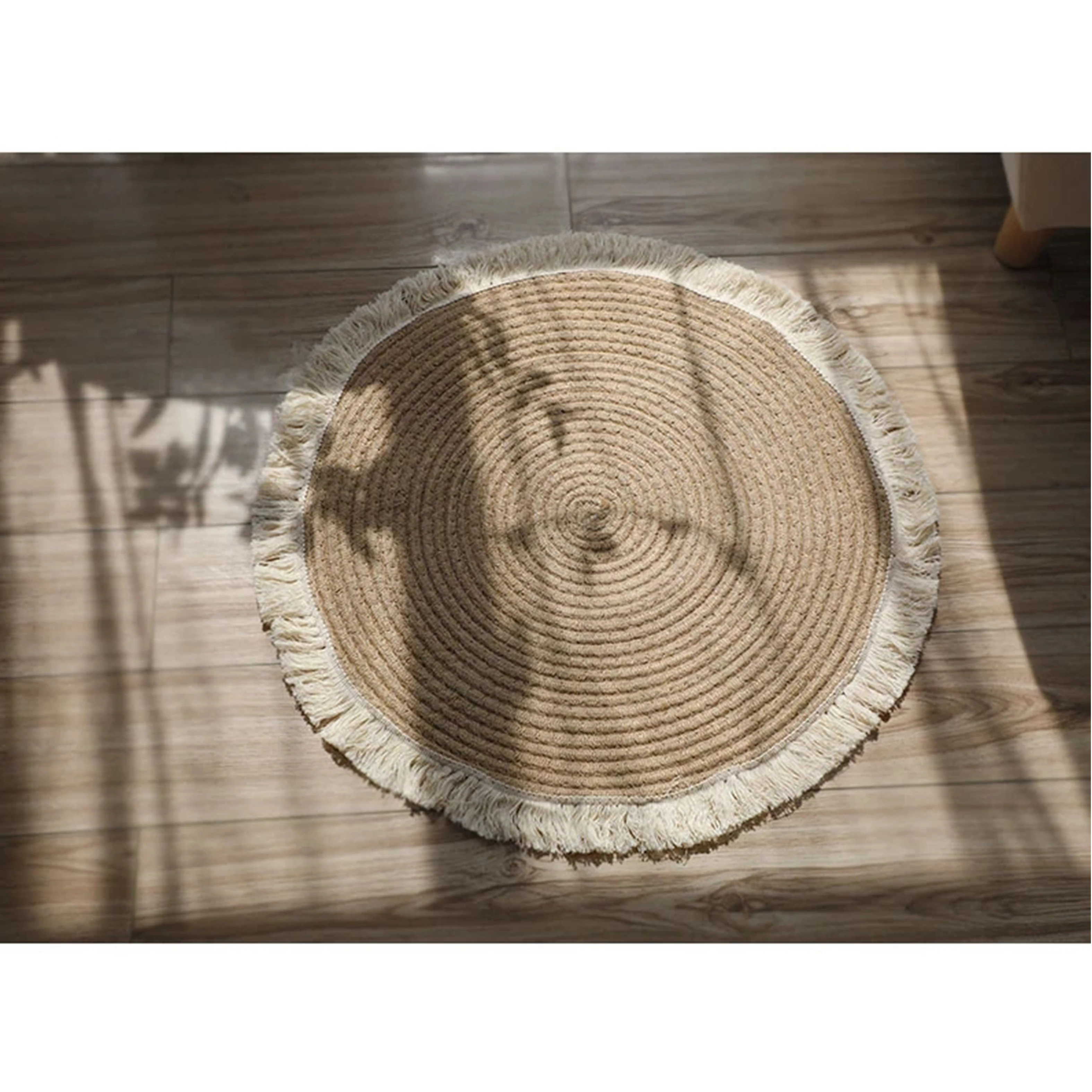 Круглые плетеные коврики ручной работы ротанговый ковер с кисточками для - Фото №1