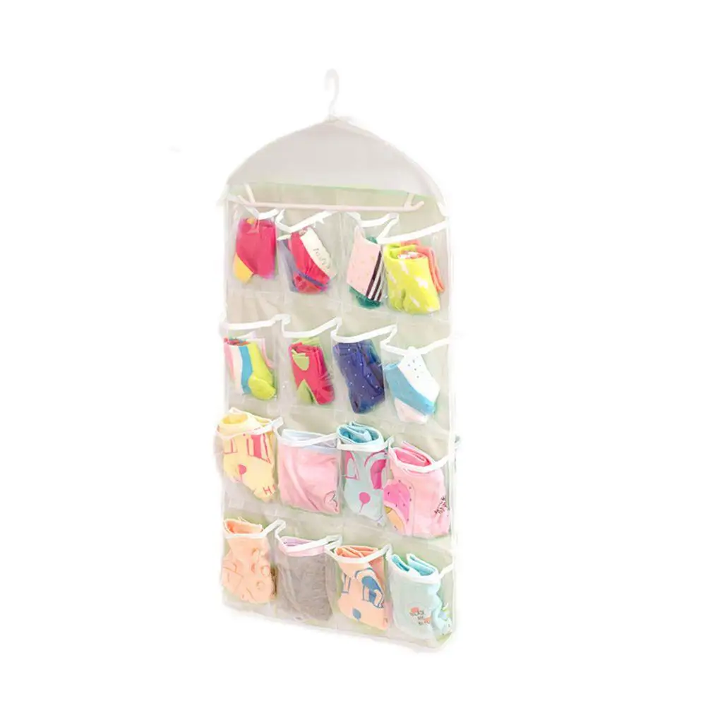 

16 Grids Foldable Wardrobe Hanging Bags Container Clothing Underwear Bras Socks Ties Hanger Shoes Storage Bag Drop Shipping