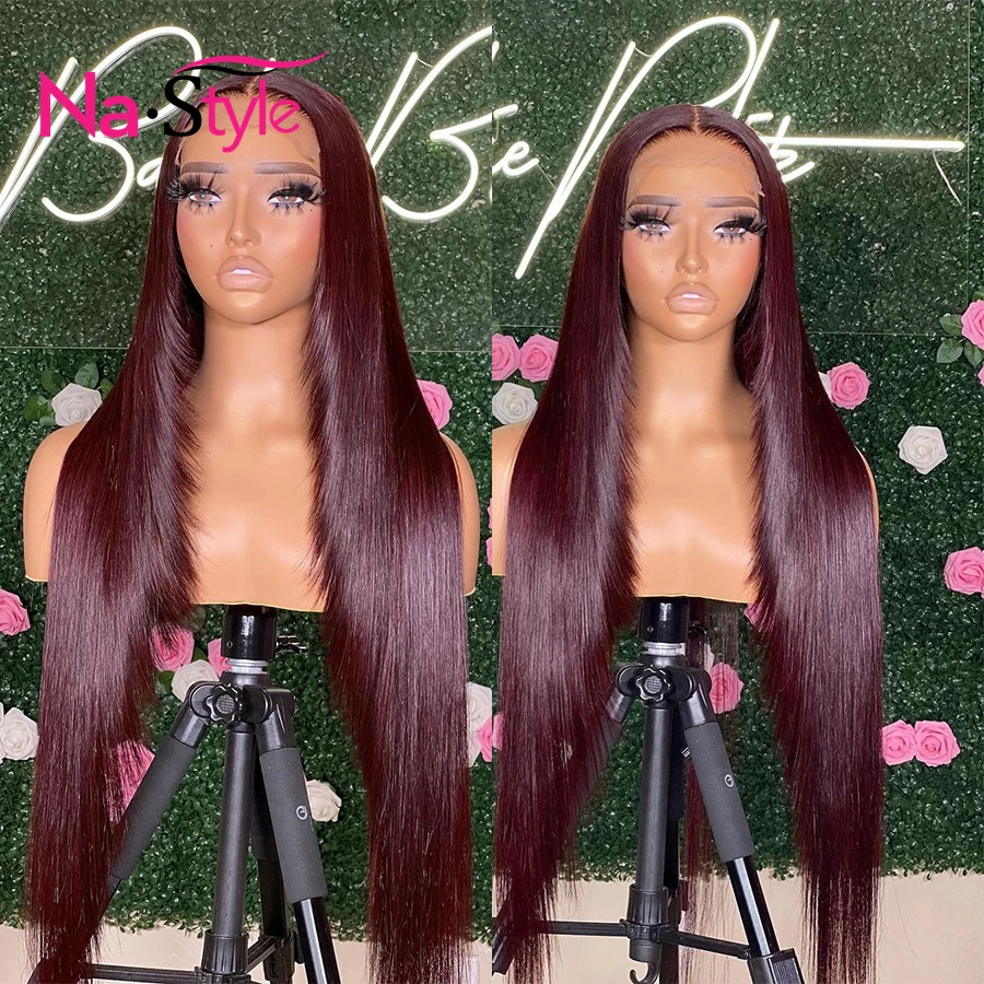 

Burgundy Layered Lace Front Human Hair Wigs Bob Wig Short Wigs Red Colored Human Hair Wigs 13x4 Lace Straight Wigs For Woman