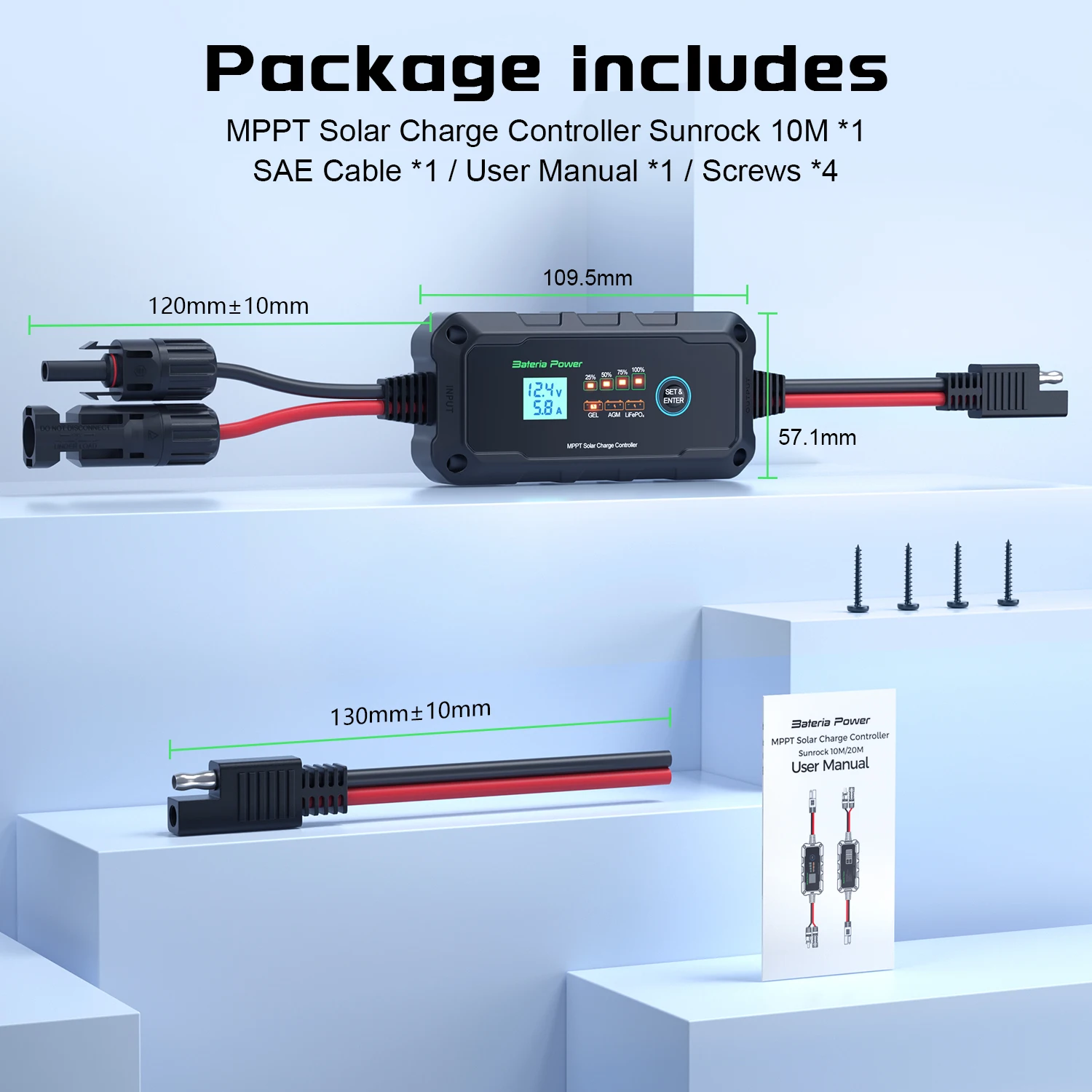 Контроллер заряда солнечной батареи MPPT 10A 12V