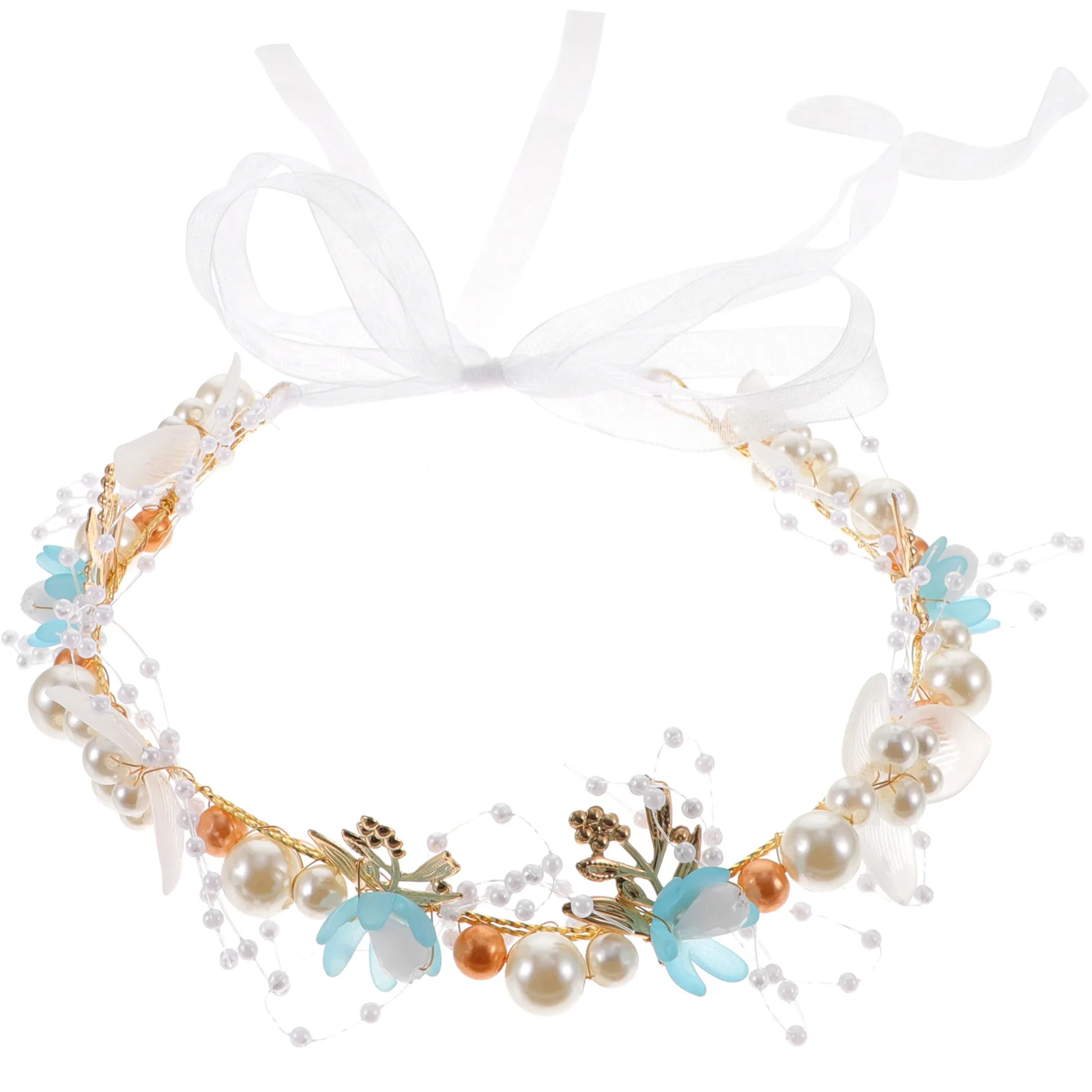 

Flower Pearl Headband Flower Crown Birthday Wedding Flower Girl Headpiece