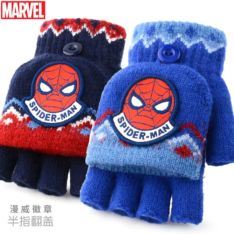 

Утепленные перчатки Disney для мальчиков, Утепленные зимние вязаные Утепленные перчатки «Человек-паук»