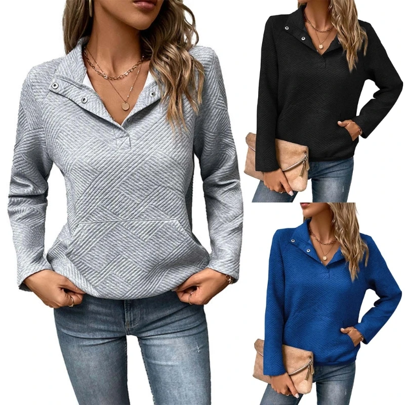 

F42F женский пуловер с круглым вырезом, толстовка с модным узором, базовая повседневная футболка с длинными рукавами, свободная