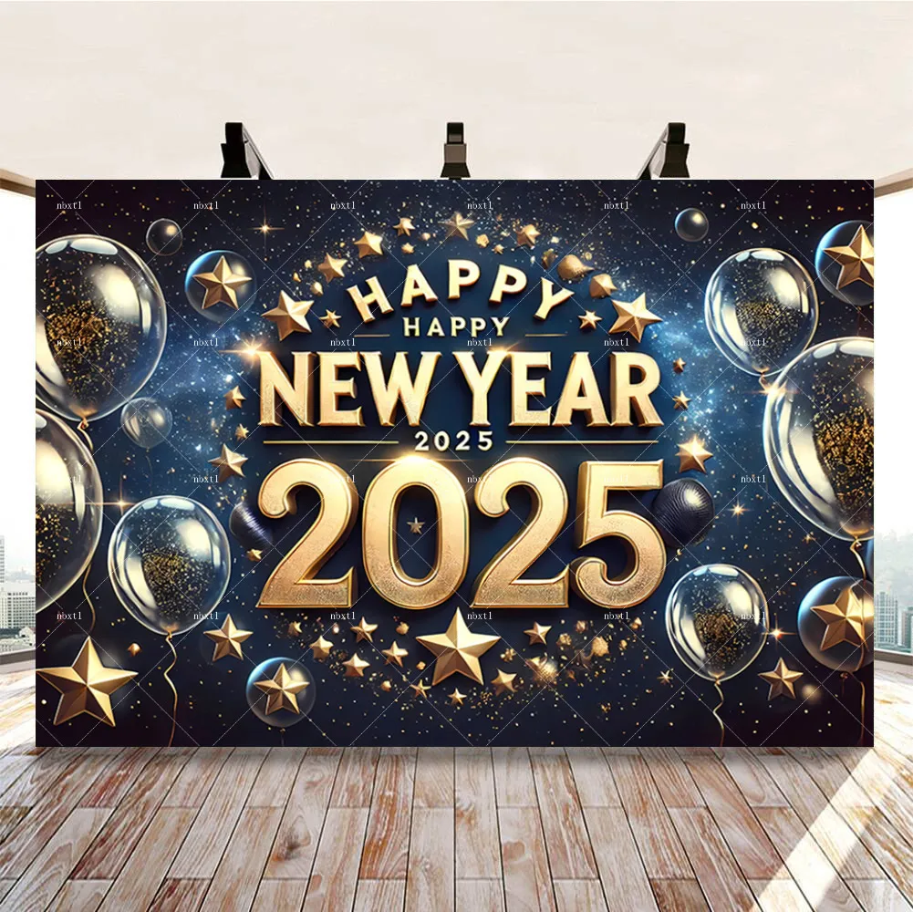 Черное золото 2025 Новогодняя вечеринка фон с обратным отсчетом Корона фейерверк