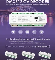 DC12V-24V 24CH 32CH 40CH DIN Rail DMX512 Decoder RJ45 Terminal Block DMX TO PWM 8/16bit For LED Single color CCT RGB RGBW Lamp