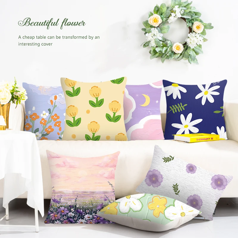 

Декоративная Милая подушка с масляным рисунком, чехол для дивана, мягкая короткая плюшевая декоративная подушка для дома, офиса, спальни