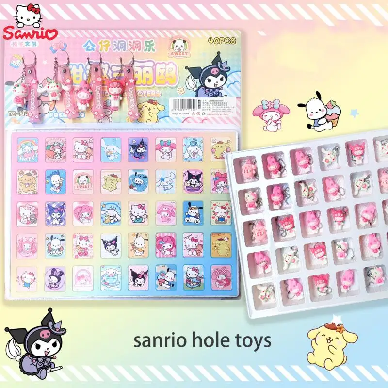 

Sanrio Toy The New 40 Holes Kuromi Hello Kitty My Melody Cave Music Blind Box Doll Pendant Key Chain Child Girl Study Award Gift