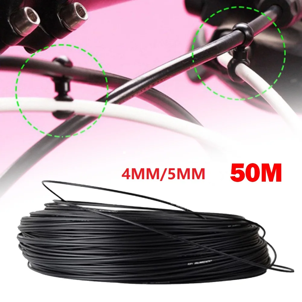 

50M Universal Bike Cable Cap 4/5mm Bicycle Shifter Derailleur V Brake Cables Cap Bicycle Housing Outer Casing Protective Cover