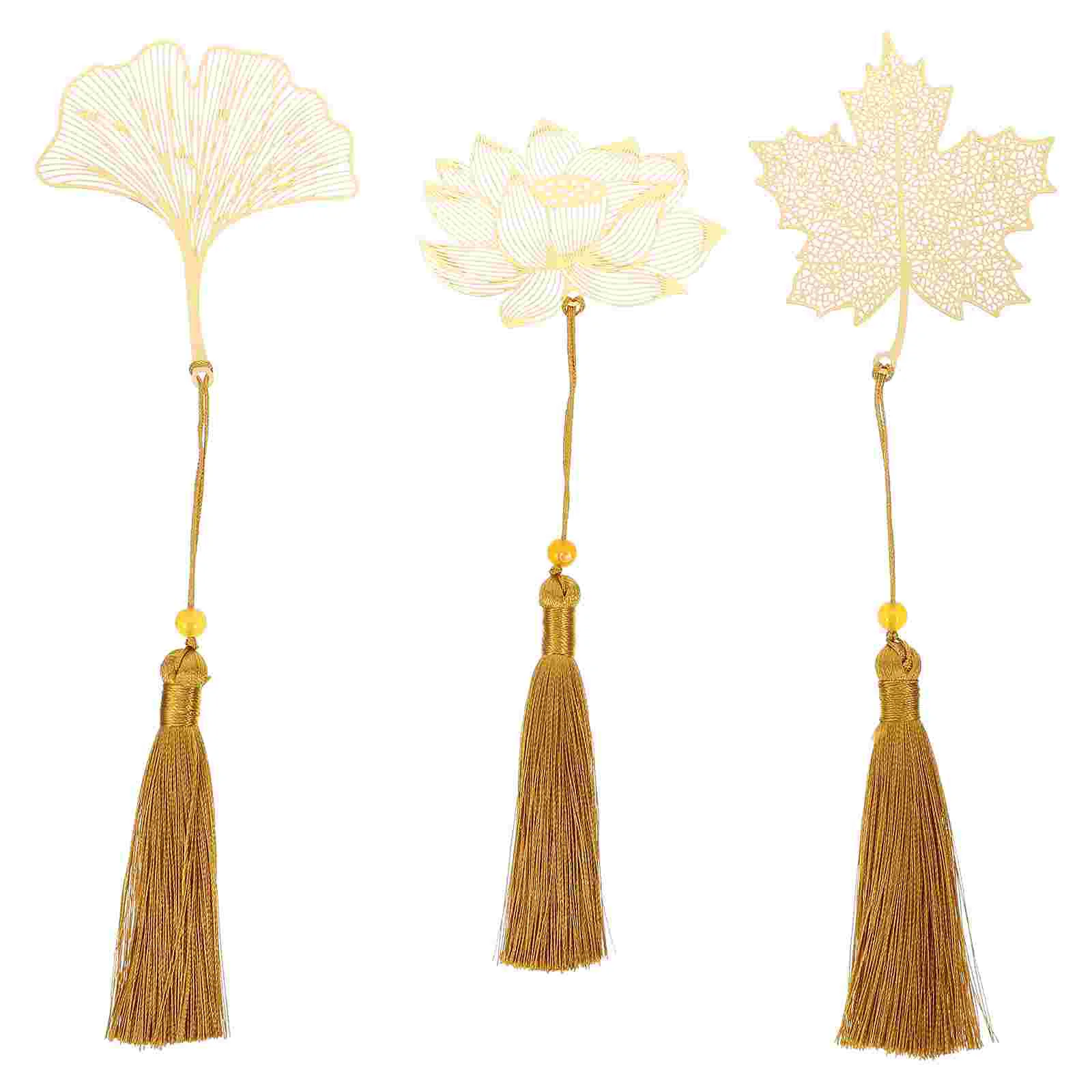 

3pcs Decorative Reading Bookmarks Hollow-out Page-markers Book Decors (Golden)