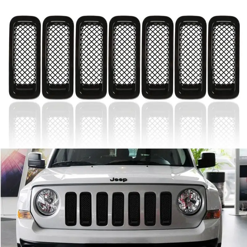 Racing Grille Insert Trims Ring Cover Vent Hole Frame Garnish Surrounding For Jeep Patriot 2011 2012 2013 2014