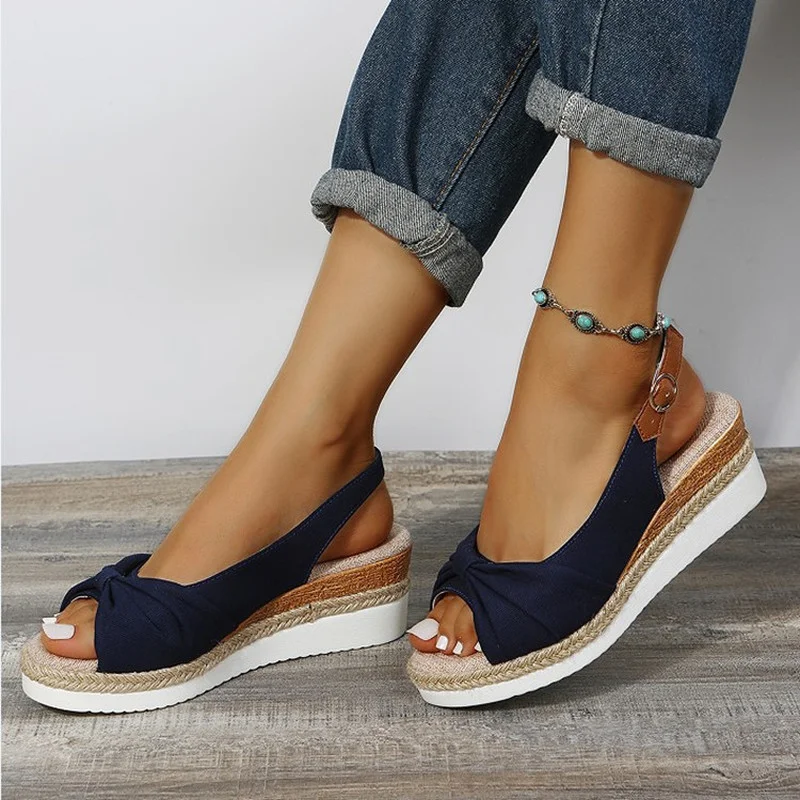 Shoes for Women Platform Buckle Peep Toe Women's Sandals Summer Wedges Female Light Comfort Office Sandal Ladies Daily Sandalias