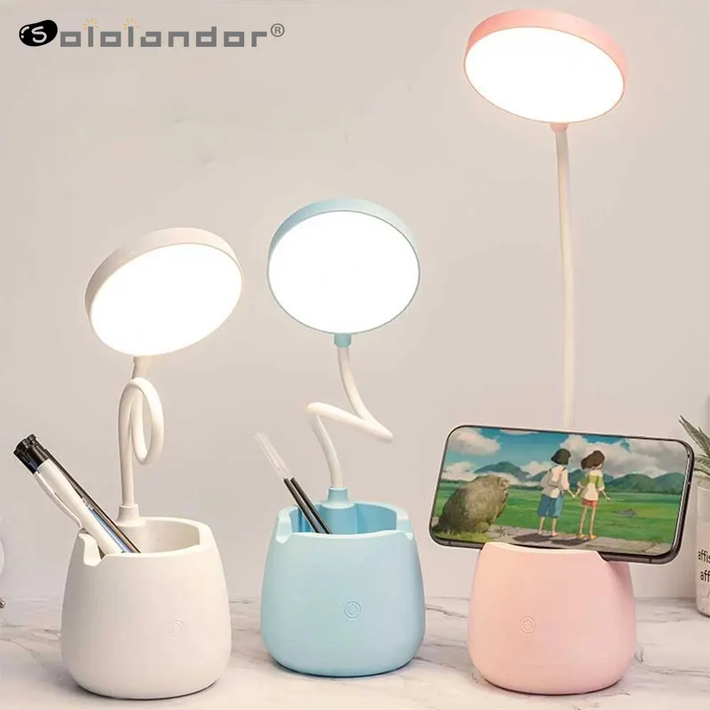 

Pen Holder Led Desk Lamp 3 Color Dimmable Touch Table Lamp Foldable Bedside Reading Eye Protection Night Light USB Rechargeable