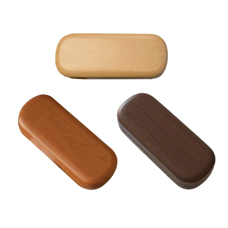 

Wood Grain Frame Glasses Storage Box Portable Spectacle Case Organizer