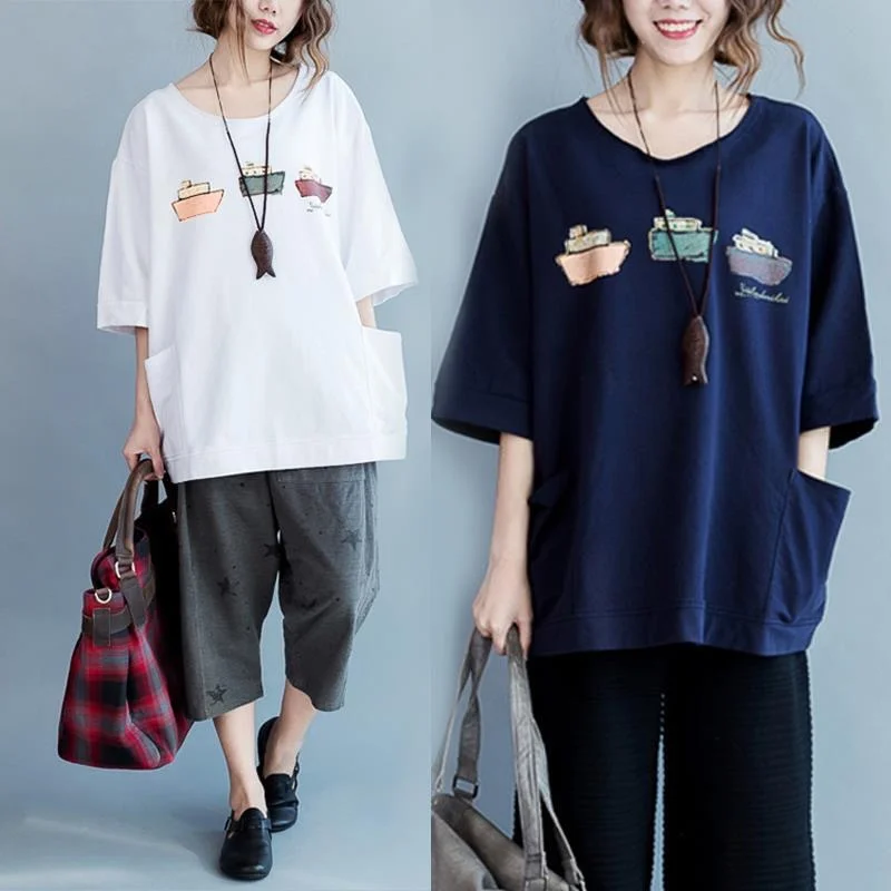 

2022 Summer New Fashion 50% Cotton T Shirt Woman O Neck Half Sleeve T-shirt Woman Korean Style Plus Size Shirt Women Shirts Top