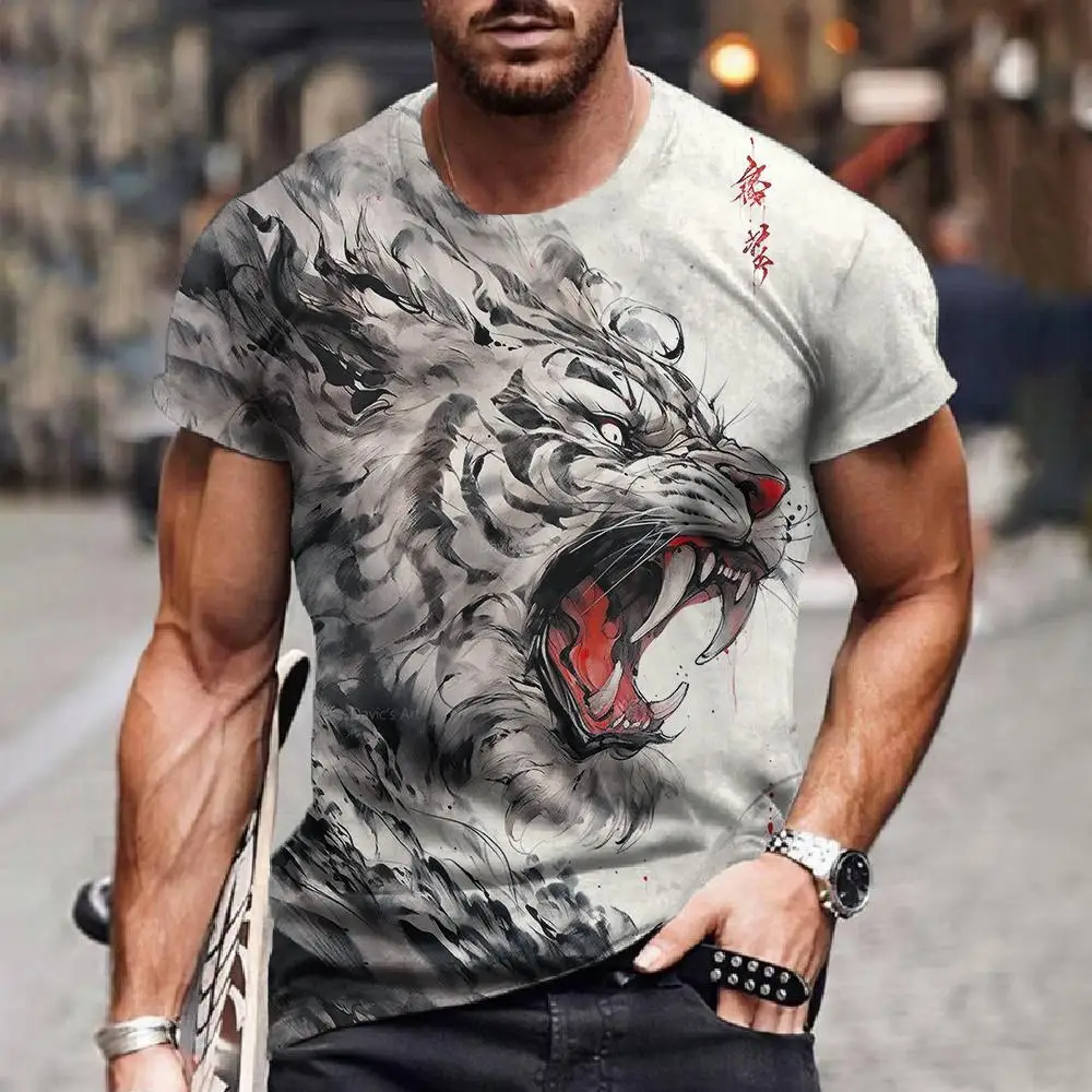 Футболки с животными для мужчин футболка короткими рукавами и 3d принтом тигра