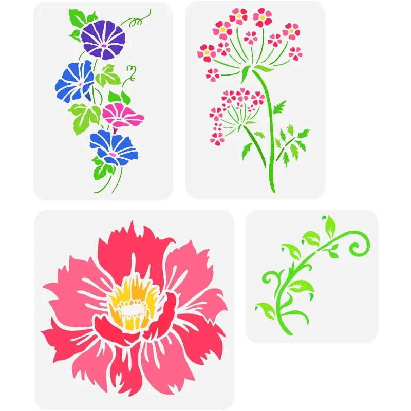 Набор Из 4 Цветочных Наклеек С Рисунком Подсолнечника И Ромашки Многоразовые 3