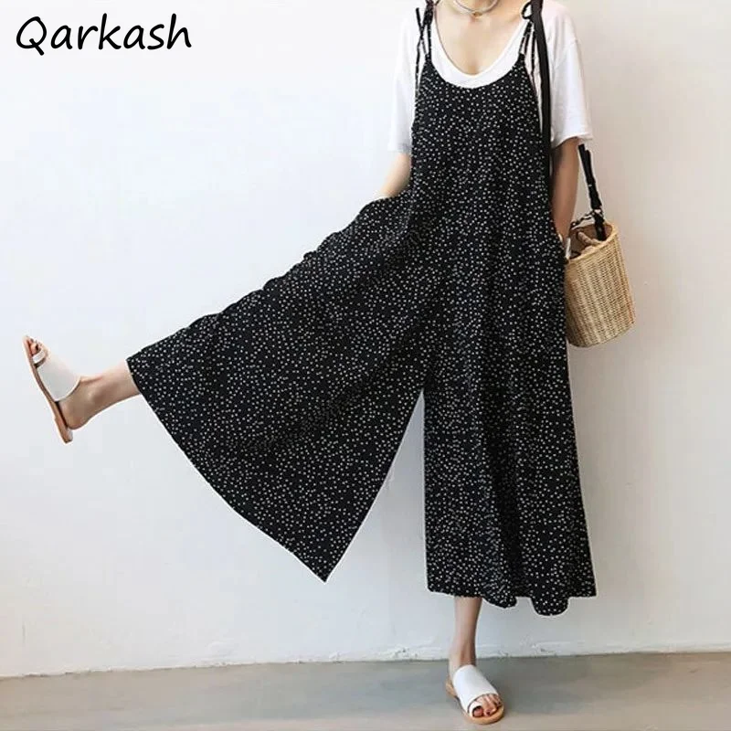 

L-5XL Jumpsuits Women Elegant Polka Dot Bandage Summer Leisure Clothing Popular Retro Female Holiday Loose Japaneses Style Ins