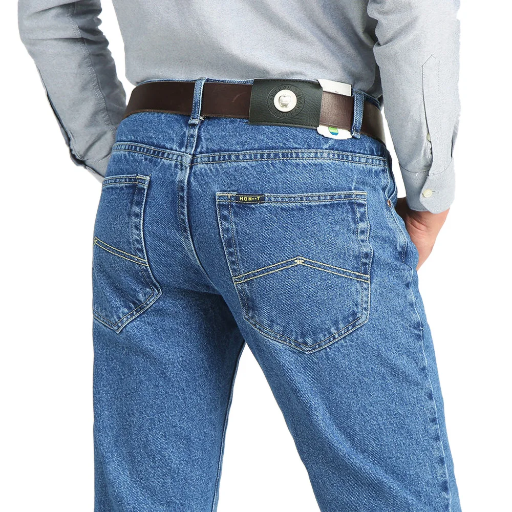 

Men Business Jeans Classic Spring Autumn Male Cotton Straight Stretch Brand Denim Pants Summer Overalls Slim Fit Trousers 2021