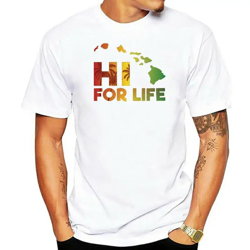 

Hawaii For Life Rasta Island Chain T-shirt Printed T-shirt Men's Short Sleeve O-neck T-shirts Summer Stree Twear