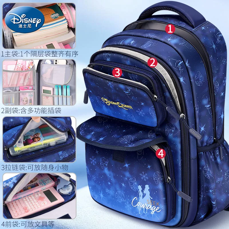 2022 New High quality Luxury Large capacity Multi functional Disney Student Bag, Dream Ice and Snow Series Disney Girl Backpack