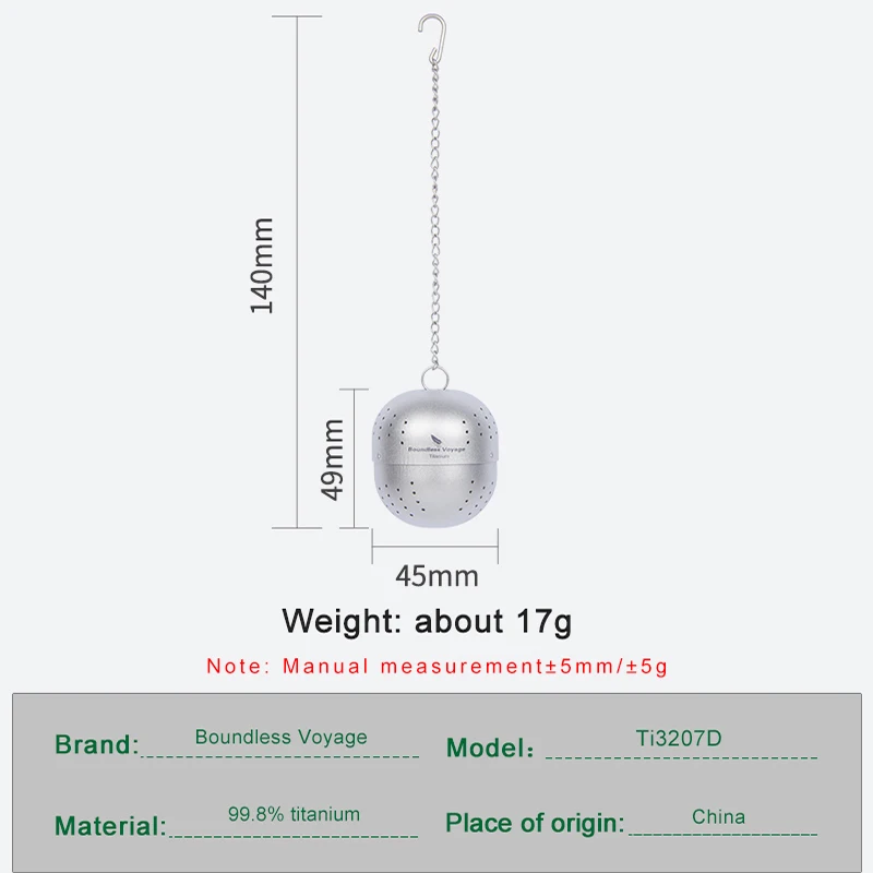 

Титановый Чайный фильтр Boundless Voyage, ситечко для рассыпного чая, легкий ситечко для чая с удлиненной цепочкой, крючок для кемпинга