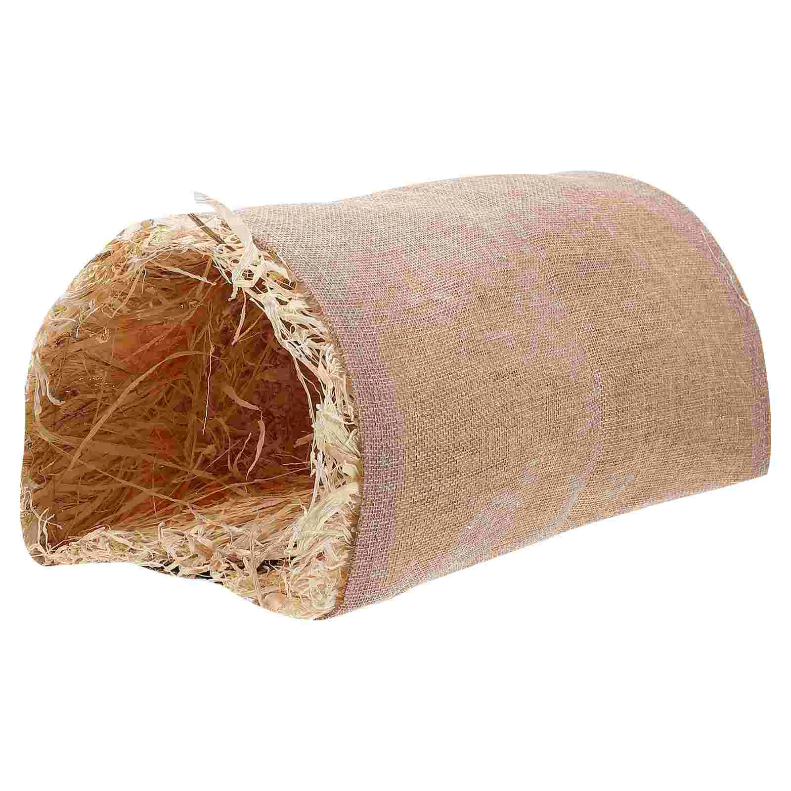 

Hamster Guineatunnel Hideout House Toys Cagepet Accessories Toy Rabbit Bunny Hide Grass Hideaway Sleeping Forchinchilla Bed