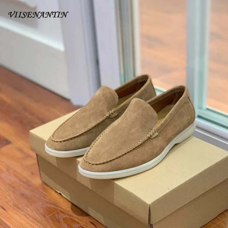

High Quality Men Flat Loafers 2022 Cute Comfortable Amazing Real Suede Leather Walk Casual Shoes Mulers Soft Slip-on Pedal Shoes