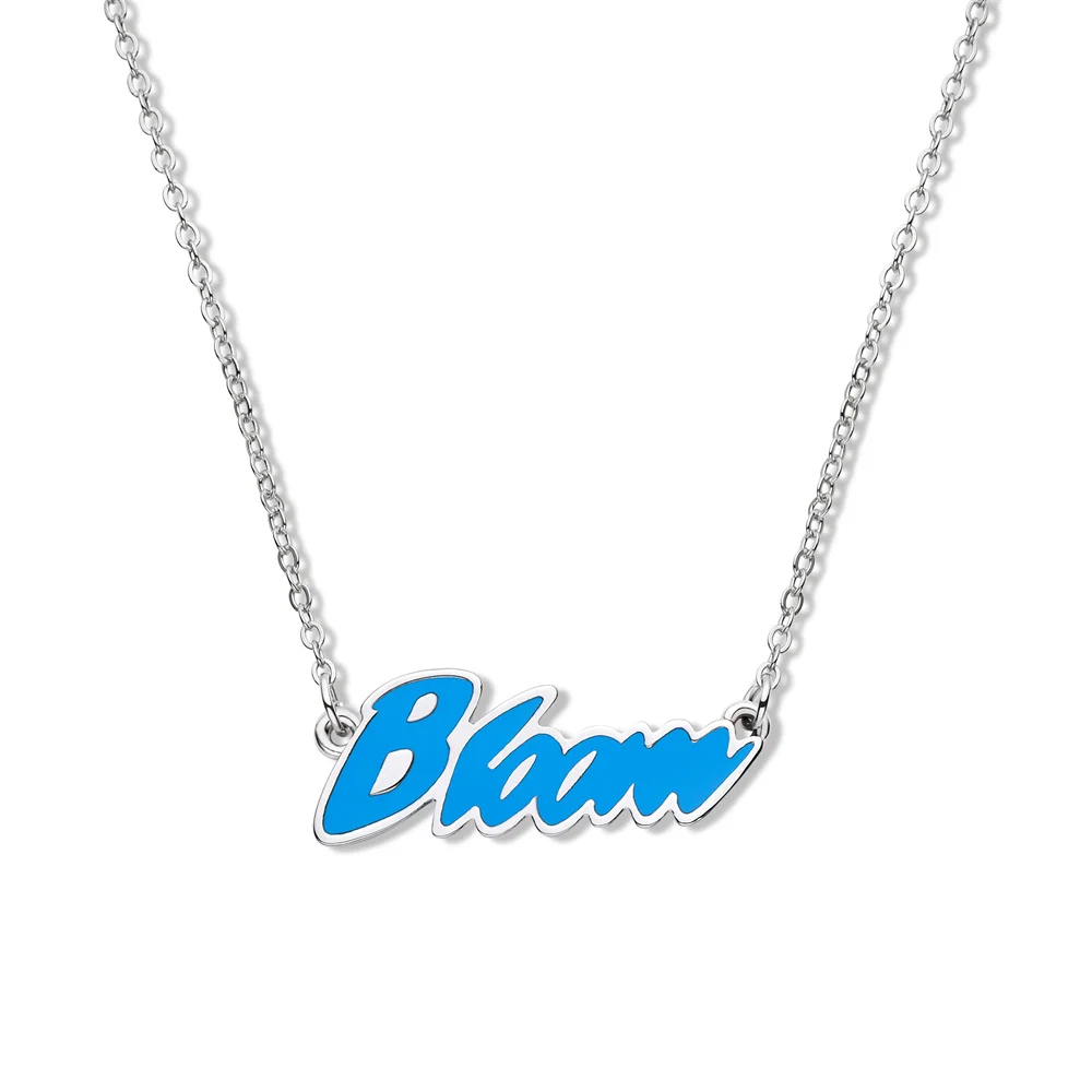 

Classic Film Winx the Bloom Name Pendant Blue Enamel Nameplate Necklace for Cartoon Fans Cosplay Party Jewelry