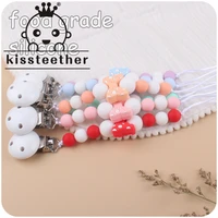 kissteether new baby products hemu pacifier clip to soothe the baby cartoon silicone bow tie pacifier chain to prevent the chain