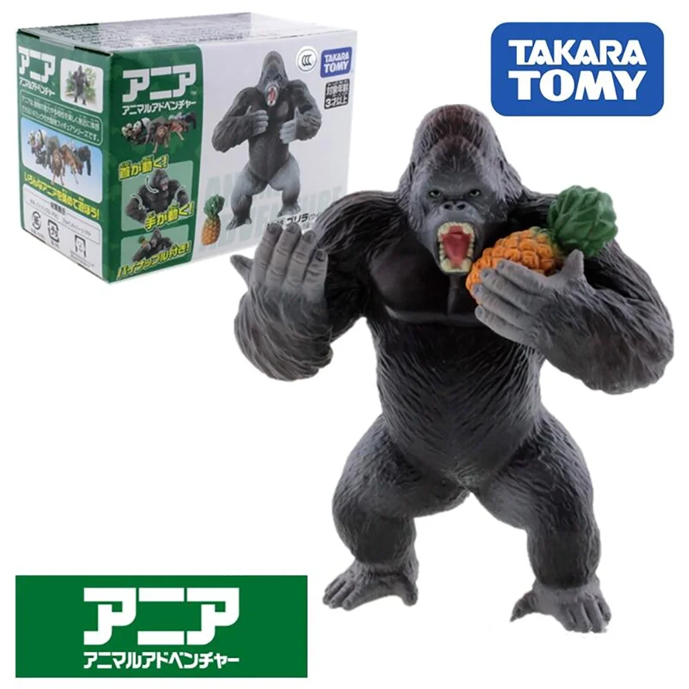 

Фигурки героев мультфильма Takara Tomy tomica Ania, приключения животных AS-36, Горилла и ананас, дикий лес, АБС, развивающие мини-фигурки из смолы