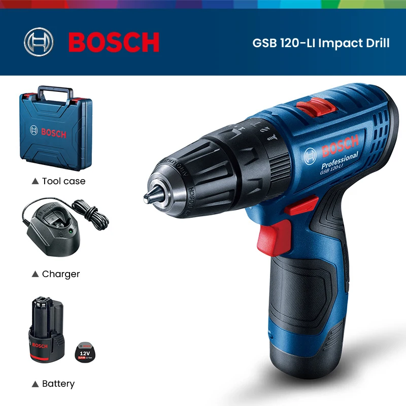 Электрическая дрель Bosch GSB 120 с 2 аккумуляторами беспроводная ручная для домашнего