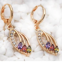 fashion gold filled amethyst peridot dangle earrings leaf dangle hollow earrings for women 2022 trend jwwelry