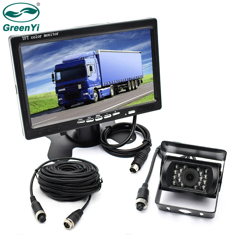 

Vehicle IR LED Back up Reverse Camera 4-pin Connector + 7" LCD Color TFT Rear View Monitor 800*480 for Bus Truck RV