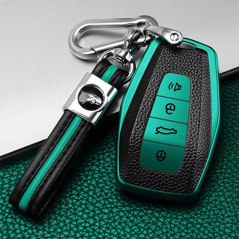 

+ Leather Car Remote Key Case Cover Holder Shell For Geely Emgrand X7 EX7 Coolray 2019-2020 Auto Styling Fob Accessories