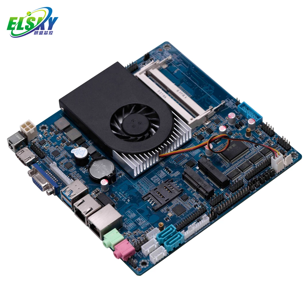 Фото Материнская плата ELSKY Mini-ITX с процессором Skylake-U I3 6100U I5 6200U I7 6500U, поддержка двух модулей DDR3 16 ГБ, питание DC 12В/19В, совместимость с Win 10, Linux №2